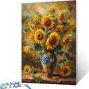 Tucocoo Vase of Sunflowers Paint by Number for Adults, DIY Oil Painting Kits on Canvas with Brushes and Acrylic Paints, Classical Still Life Floral Picture for Home Decor Gifts 16x20 inch (Frameless) (Artwork-23)