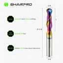 1/4 Ball Nose CNC Router Bits 1/4 Inch Shank, Carbide Ballnose Up Cut Router Bit with Coated, End Mill for Wood, Aluminum, Engraving, 1" CL, 2-1/4" OVL