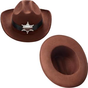 Spooktacular Creations Halloween Cowboy Hat Costume for Boys, Kids Brown Western Costume, Deluxe Boys Cowboy Outfit Set for Toddler Halloween RolePlay Themed Party (Small, 5-7 yrs)