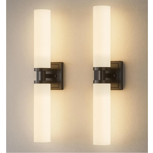 Wall Sconces Set of Two, Modern Bathroom Sconce with Frosted Glass, Hardwired Wall Light Fixtures for Bathroom Living Room Bedroom Hallway (Bulbs Not Included)