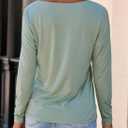 Dokotoo T Shirts for Women Casual Long Sleeve V Neck Lace Trim Tops Lightweight Solid Color Basic Tees Blouses (L)