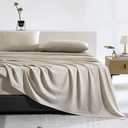 TUMEI Premium Linen French Flax Flat Sheet Only - 35% Euro Linen 65% Cotton Flax Linen Sheet, Stone Washed, Ultra Soft & Breathable, Queen Size90x102Linen, 1-Piece Farmhouse Top Sheet