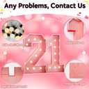HILAVO 21 Light Up Numbers 4FT, Large Light Up Numbers 21 Pink 21 Marquee Mosaic Number, Big 21 Number 4 Feet Tall DIY Frame Pre-Cut Foam Board Kit for 21st 12th Birthday Anniversary