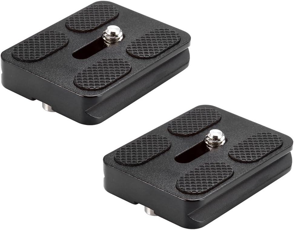 Neewer Pack of 2 PU-50 50 mm Universal Metal Quick Release Plate with 1/4 Inch Screw, Compliant with Standard for Camera Tripod Ball Joint (Black)