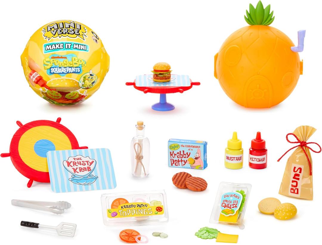 MGA's Miniverse Make It Mini Spongebob Squarepants, Mini Collectibles - Blind Pack, DIY, Resin, Replica Food, Not Edible, Collectors, Novelty, Gift, 8+
