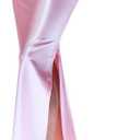 Molisry Women's Satin Silk Skirt Dressy High Waisted Side Slit Elegant A-Line Long Maxi Pencil Skirt Wedding (Pink, S)