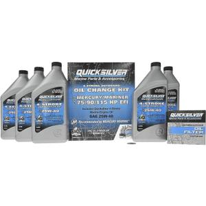 Quicksilver 4-Stroke Oil Change Kit for Mercury Outboard Engines 15, 20, 25, 30, 40, 50, 60, 75, 90, 115, 150, 175, 200, 225, 250, 300, 350, 400 HP