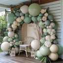 Dusty Green White Sand Balloon Garland - Double Stuffed Light Sage Green White Cream Balloon Arch Kit Latex Olive Beige Balloons for Baby Shower Birthday Woodland Wedding Wild One Party Decor