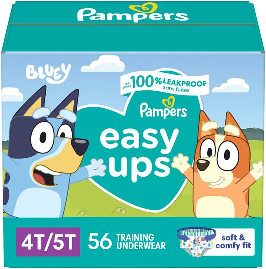 Pampers Training Pants - Easy Ups Boys & Girls Bluey - Size 4T-5T, 56 Count, Children's Potty Underwear (Packaging May Vary)