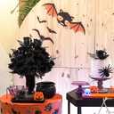 XONOR Artificial Rose Flowers - 4 Bouquets Realistic Fake Black Silk Roses for Halloween Party Fall Harvest Festival Home Centerpieces Decoration (Pack of 4, Black)