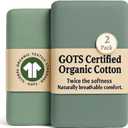 GOTS 100% Organic Bassinet Sheets - Luxurious Turkish Cotton for Halo, SNOO, Dream on Me Karley & Lacy, Delta Children and Simmons Kids City Sleeper Oval or Rectangle Bassinet Bed Pads or Mattresses (Forest Green + Sage Green)
