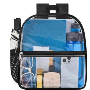 Oraben Clear Backpack for Stadium Events Clear Bag Small Stadium Backpack Waterproof 12x6x12 for Women Men Adult Concert Sports (Black)