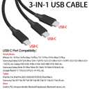 2 x Upgrade 4ft 3-in-1 USB-C to 3 USB-C Cable, USB C Splitter 1 in 3 Out Cord, Multi Charging Cable Compatible with iPhone 16/15, iPad Pro/Air, Samsung Galaxy S24, Moto, Google Pixel, LG, Camera