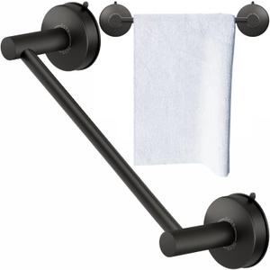 DGYB Suction Cup Towel Bar for Bathroom 17 Inch Matte Black Towel Holder Stainless Steel Premium Kitchen Towel Rack Wall Mounted