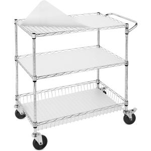 3-Tier Rolling Cart Metal Utility Cart with 4 Inch Rubber Wheels 661 LBS Capacity 30" D x 18" W x 35" H Heavy Duty Carbon Steel Storage Cart with Adjustable Shelves for Kitchen Garage Office