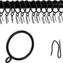 Curtain Drapery Hanging 1inch-Internal Diameter - Curtain Rings with Hooks Eyelet for Window Door Curtain Black Zocang
