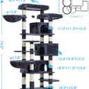 Hey-brother Cat Tree, 74 inches Multi-Level XL Large Cat Tower for Indoor Cats with Three Cat Condos, Two Large Top Decks and Cat Hairbrushfor Kittens, Cats and Pets, Smoky Gray MPJ035-MG