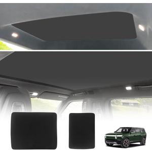 BestEvMod Foldable Roof Sunshade Compatible with 2022-2025 Rivian R1S Accessories Upgraded Heat Reflective Tech Accessories Sunroof Reflective Sun Shade(Front+Rear Black)