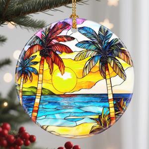 Christmas Ornaments: Christmas Tree Decorations, Beach Sunset Holiday Decor, Stocking Stuffers, Gift Ideas, Xmas Gift, Summer Vibes Gifts & Gifts for Beach Lover