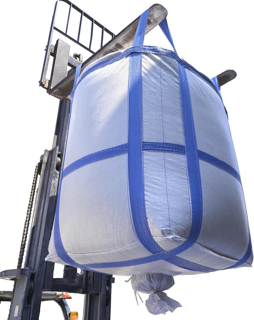 8Pack Aolikebao FIBC Bulk Bag,2 Ton Bag,35.4"L x 35.4"W x 43.3"H,4400lbs SWL Safty Factor 3:1,Woven Polypropylene Bags,Duffle Top #-Shaped Spout Bottom, X-Large