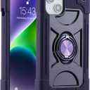 MARKILL Compatible with iPhone 14 Plus Case 6.7 Inch with Rotate Ring Stand, Military Grade Drop Protection Full Body Rugged Heavy Duty Protective Cover for iPhone 14 Plus. (Deep Purple)