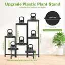 iDavosic.ly 7 Tier Folding Plant Stand Indoor Outdoor with Plastic Tray, Tiered Corner Flower Holder Shelf, Metal Orchid Display Rack for Patio Porch Living Room Garden Balcony, Modern Black