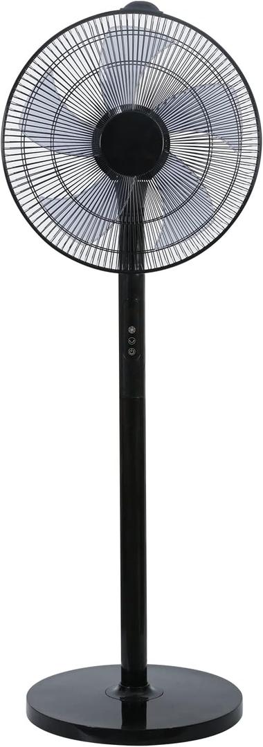 Simple Deluxe 16 Inches Stand Fan with Pedestal Base, Height Adjustable Pedestal Fan with Remote Control, Free Standing Fan with 90-Degree Oscillating 12-Speed Settings, Black