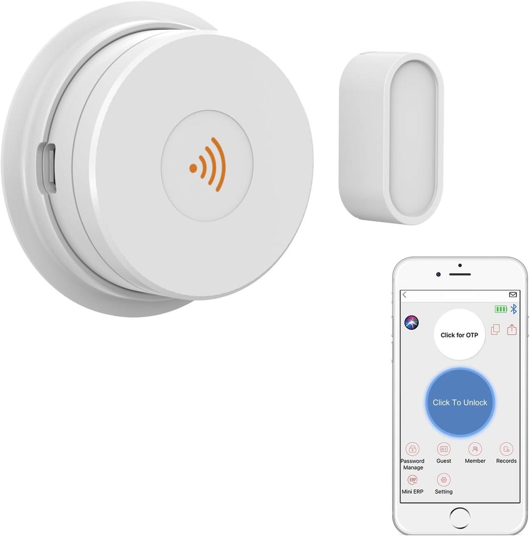 WeHere Wi-Fi Bridge (W100) & Door Sensor for WeHere Smart Lockboxes, Door Sensor for Business/Store/Home/Office Security, App Remote Check Door Close or Open