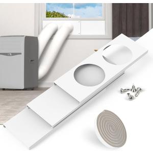BJADE'S Dual Hose Portable Air Conditioner Window Seal Kit for 5in Portable AC Exhaust Hose with Insulating Sealing Tape,Adjustable Portable AC Window Vent Kit Length from 17" to 47"