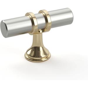 goldenwarm 10 Pack Brushed Nickel and Gold Cabinet Knobs Kitchen Cabinet Knobs Gold Drawer Pull Handles Brushed Nickel Drawer Hardware, Single Hole Handles