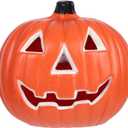 Halloween Pumpkin Lantern Jack-O-Lanterns, Halloween Plastics Pumpkin Decorations for Party, Pumpkin Lights for Outdoor and Indoor, Halloween Home Decor, 14X19CM, 319H28F18M, Orange
