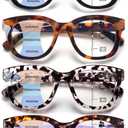 Oprah Style Progressive Multifocus Reading Glasses for Women,Blue Light Blocking Computer Readers with Spring Hinge (4 Pack Mix 3)
