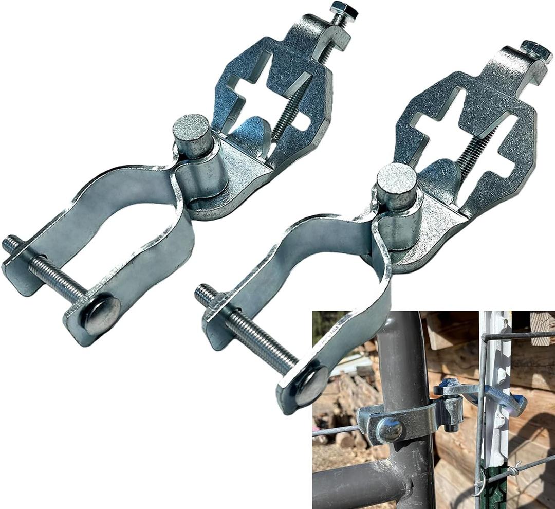 Heavy Duty T-Post Gate Hinge Kit, 1-5/8Chain Link Fence Gate Post Hinge Pins, Galvanized Steel Easy Install Hardware for Farm, Garden, Backyard Gate