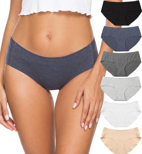 Altheanray Women’s Cotton Seamless Underwear Breathable, Cotton Hipster Panties for Women (3028M-BlackWhiteBlue) M
