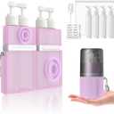 4 in 1 Travel Toiletry Containers,TSA Approved Refillable Travel Size Toiletries Bottles Set with Suction Cup for Smooth Walls - for Shampoo,Conditioner,Body Wash,Lotion.(Pink)