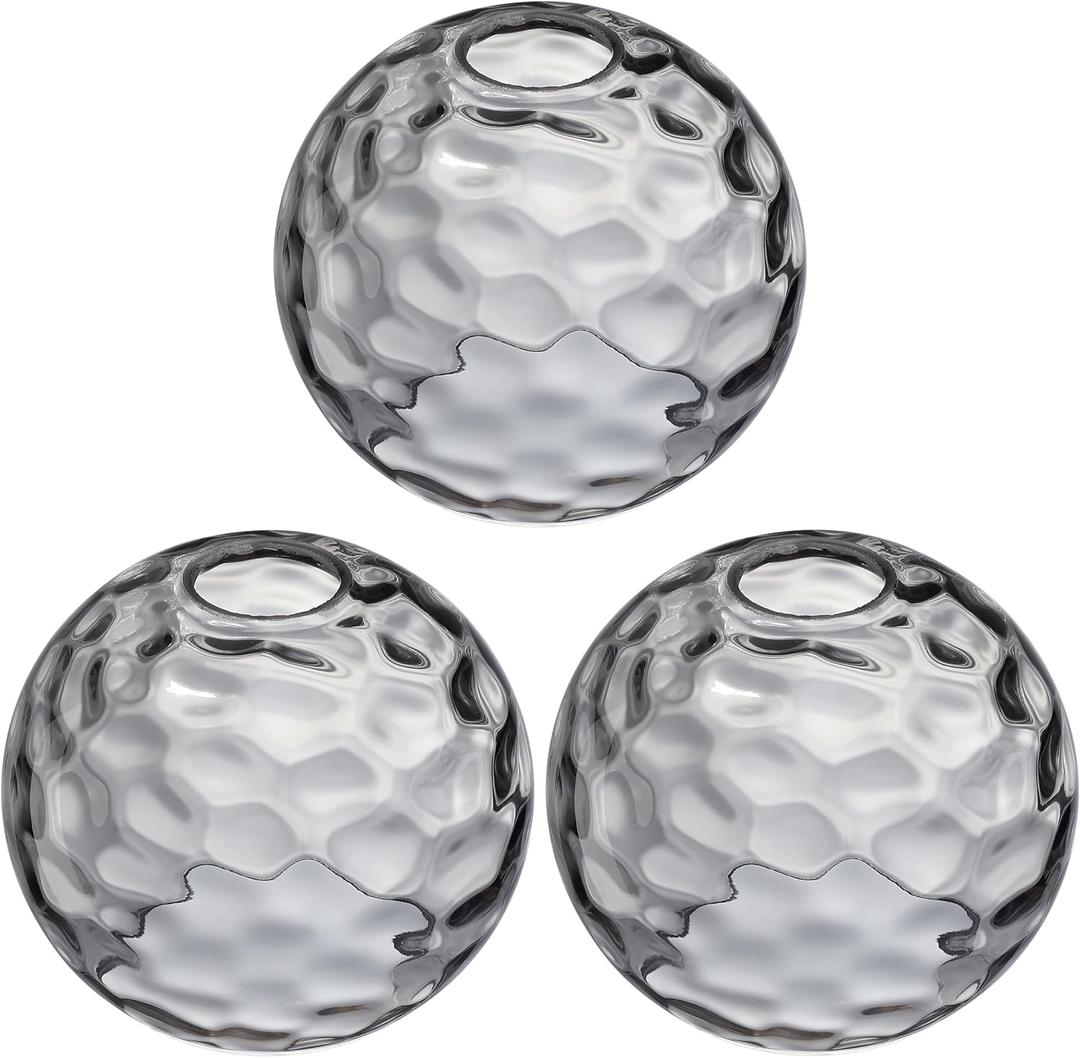6.3 Inch Replacement Clear Hammer Glass Lamp Shade Light Fixture,for Replacement Wall Sconce Pendant Light Ceiling Light Chandelier Shade,Factory Outlet (Grey Glass, 3 Pack)