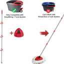 Spin Mop Head Replacement Base, Mop Handle Compatible EasyWring - Include 4-Section 30-59in Handle, 1 Cover and 1 Scrubber