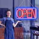 16.5" X 9" Led Neon Open Signs for Business Ultra Bright Plug In Electric Light Up Open Signs with ON/OFF Switch and 12V/2A AC Adapter for Storefront Window Bar Salon Coffee Stores (Horizontal)