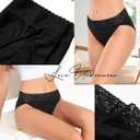RHYFF Womens Underwear Cotton Bikini Panties High Cut Lace Panty Stretch Hipster Underpants Ladies Briefs (Black, XXL)