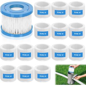 Type VI Hot Tub Filters Cartridge, 16 Pack Spa Filters Swimming Pool Pump Filter Compatible with Best-wayy, Efficient Filtration & Keep The Water Clean