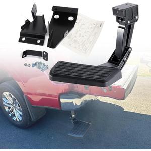 F150 Rear Bed Step for Ford F-150 2021-2026 (Not Compatible w/Dual Exhaust) (Not Compatible Swing Tailgate) Truck Bed Side Step Retractable Bumper Step Tailgate Bedstep Replace# 75328-01A 7532801A