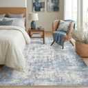 6x9 Area Rugs Washable Living Room Rug-No Slip Soft Carpets Modern Abstract Coastal Indoor Floor Stain Resistant Carpet for Bedroom Dining Room Farmhouse Nursery Home Office Blue