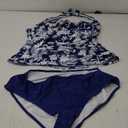 Eomenie Womens Halter Tankini Bathing Suit Ruched Tummy Control Two Piece Swimsuit with Bottom (XX-Large, Navy Blue Leaf)