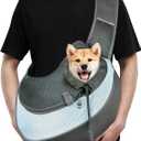 Dog Sling Carrier, Mesh Breathable Puppy Sling with Soft Adjustable Widen Padded Strap, Hand-Free Dog Purse Carriers for Small Dogs Cats, Pet Carrier Backpack for Travel Outdoor, Blue