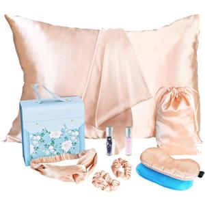 OPELETNNT Gifts for Teenage Girls, Teen Girl Gift for 10 11 12 13 14 15 16 17 Year Old, Tween Girl Gifts Ideas, Daughter, Sister Birthday Gifts, Satin Pillowcase, Satin Eye Mask and Hair Accessories (Champagne)