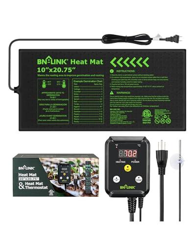 BN-LINK Seedling Heat Mat with Thermostat Controller Combo Set, 10" x 20.75" Plant Heating Mat for Seed Starting with Temperature Control for Indoor Growing, Plants Germination, ETL Listed