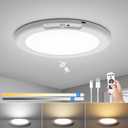 Combuh LED Battery Operated Light No Wiring, Rechargeable Motion Sensor Ceiling Lights with Remote Dimmable 3 Colors, Waterproof Magnetic Cordless Lights for Closet Shower Hallway Shed, 7.48Inch