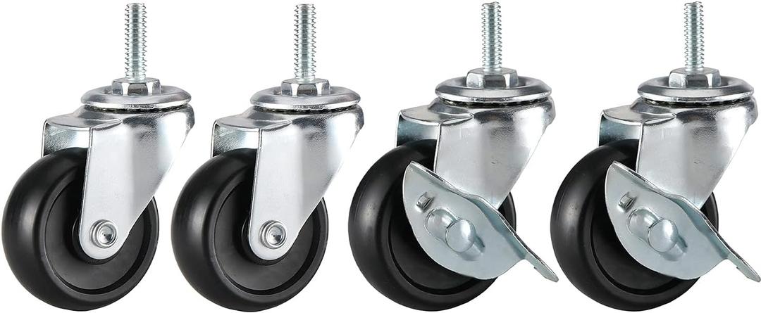 Wire Shelf Caster Wheels - Set of 4 Wire Shelving Shelf Casters for 0.75" Post Shelvings,Unit Rack Wheel,Shelves Wheels for 3/4 Inches Post,Metal Shelves Wheels,Metal Rack Castors (2" diameter)