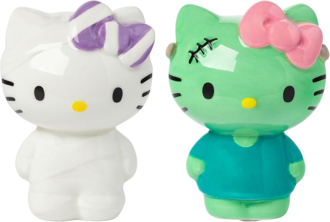 Silver Buffalo Sanrio Hello Kitty Halloween Ceramic Salt and Pepper Shaker Set, 5 L x 2 W x 3.5 H