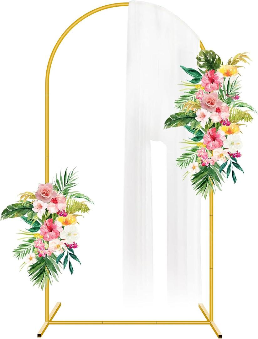 7.2FT Metal Arch Backdrop Stand,Gold Wedding Arched Backdrop Stand Frame for Wedding Party Balloon Decoration Birthday Graduation Ceremony Baby Shower Garden Floral
